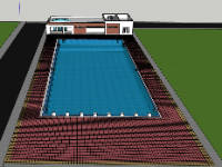 Model sketchup bể bơi diện tích 22x45m