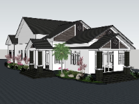 sketchup biệt thự 1 tầng,biệt thự sketchup,phối cảnh biệt thự 1 tầng,mẫu sketchup biệt thự 1 tầng