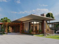 Model sketchup biệt thự 1 tầng 12.5x27m
