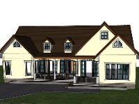 Model sketchup Biệt thự 1 tầng 18x14m đẹp mắt