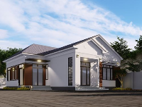 Model Sketchup biệt thự 1 tầng 3 phòng ngủ