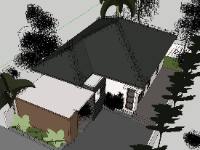 Model sketchup biệt thự 1 tầng 7x10m