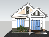 Model sketchup biệt thự 1 tầng 8.2x19m