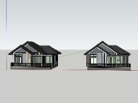 Model sketchup biệt thự 1 tầng 9.7x11.2m