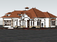 Model sketchup biệt thự 1 tầng đẹp