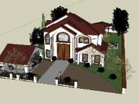 sketchup biệt thự 1 tầng,biệt thự 1 tầng,Model sketchup biệt thự