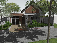 Model sketchup biệt thự 1 tầng hiện đại file 3d