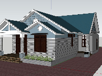 Model sketchup biệt thự 1 tầng nhà vườn