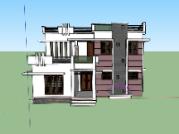 Model sketchup biệt thự 2 tầng 10.5x13.3m