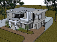 Model sketchup biệt thự 2 tầng 10.5x15m