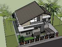 Model Sketchup biệt thự 2 tầng 10x15m