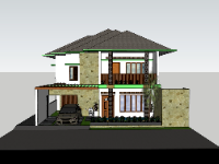 Model sketchup biệt thự 2 tầng 10x17.5m