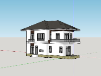 Model sketchup biệt thự 2 tầng 10x18.5m hiện đại