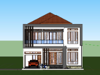 Model sketchup biệt thự 2 tầng 11x17.7m