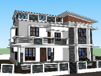 biệt thự 2 tầng,biệt thự sketchup,model su biệt thự 2 tầng,phối cảnh biệt thự 2 tầng,thiết kế biệt thự 2 tầng