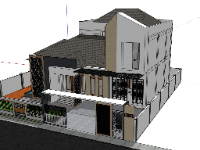 Model sketchup biệt thự 2 tầng 12.3x16.3m