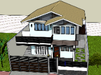 Model sketchup biệt thự 2 tầng 12.3x16.5m