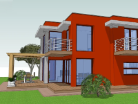 biệt thự 2 tầng,sketchup biệt thự,model biệt thự 2 tầng