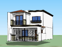 Model sketchup Biệt thự 2 tầng 6x18m đẹp