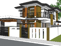 Model sketchup biệt thự 2 tầng 7.6x12.3m