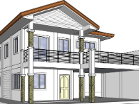 Model sketchup biệt thự 2 tầng 7.6x9.2m