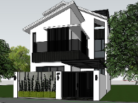 Model sketchup biệt thự 2 tầng 7x13m