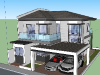 Model sketchup biệt thự 2 tầng 8x12.5m