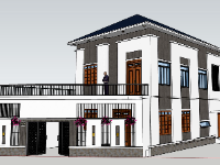 biệt thự 2 tầng,biệt thự sketchup,model su biệt thự 2 tầng,phối cảnh biệt thự 2 tầng,file sketchup biệt thự 2 tầng