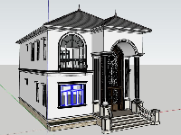 Model sketchup biệt thự 2 tầng 8x15m