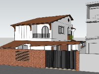 biệt thự sketchup,model sketchup biệt thự 2 tầng,phối cảnh biệt thự 2 tầng,thiết kế biệt thự 2 tầng