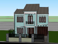 Model sketchup Biệt thự 2 tầng 9x17m