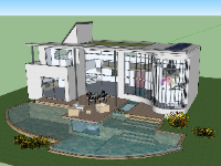 Model sketchup biệt thự 2 tầng đẹp mới