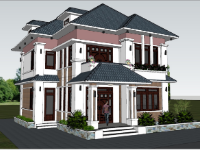 MOdel sketchup biệt thự 2 tầng hiện đại