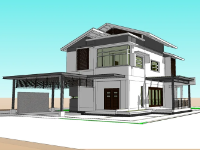 Model sketchup biệt thự 2 tầng hiện đại 17x27m