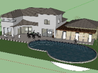 Model sketchup biệt thự 2 tầng kích thước 30x30m