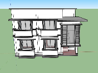 Model sketchup biệt thự 2 tầng mái bằng hiện đại