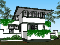 Model sketchup biệt thự 2 tầng mái nhật