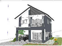 Sketchup,biệt thự 2 tầng,biệt thự mái thái