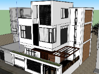 Model sketchup biệt thự 3 tầng 10x11.2m