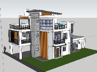 Model sketchup biệt thự 3 tầng 10x20m