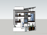 Model sketchup biệt thự 3 tầng 12.2x17.15m