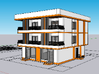 biệt thự 3 tầng,Model sketchup biệt thự,phối cảnh biệt thự phố