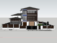 Model sketchup biệt thự 3 tầng 15x17m