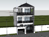 Model sketchup biệt thự 3 tầng 7.5x15.7m