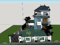 biệt thự 3 tầng đẹp,file sketchup biệt thự 3 tầng,phối cảnh biệt thự 3 tầng,thiết kế biệt thự 3 tầng