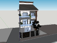 Model sketchup biệt thự 3 tầng 9.1x13.5m