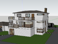 Model sketchup biệt thự 3 tầng đẹp mắt