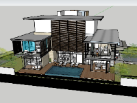 Model sketchup biệt thự 3 tầng hiện đại mới nhất