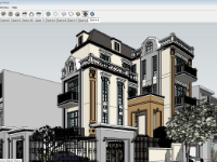 Model Sketchup Biệt thự 3 tầng tân cổ điển