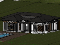 sketchup biệt thự 1 tầng,Model sketchup biệt thự 1 tầng,biệt thự 1 tầng sketchup